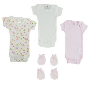 Preemie Onezies and Mittens - 5 Pcs Set