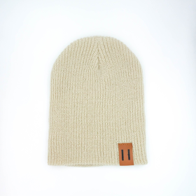 Beige Baby Long Knit Hat