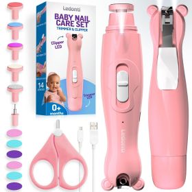 Pink Rechargeable Baby Nail Clippers Baby Nail Trimmer Electric w Led Light for Newborn Infant