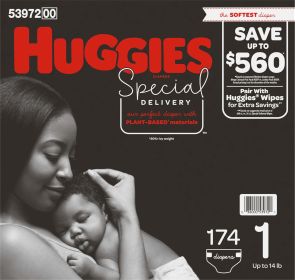 Huggies Special Delivery Hypoallergenic Baby Diapers Size 1;  Count 174