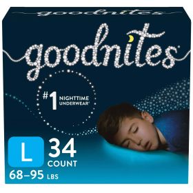 GoodNites Goodnites Boys' Nighttime Bedwetting Underwear Size L, 34 Count