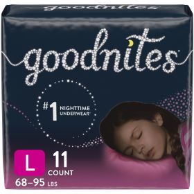 Goodnites Girls' Nighttime Bedwetting Underwear Size L, 11 Count