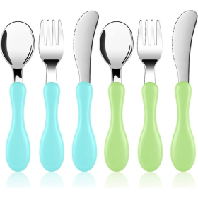 Freaki 6PCS Toddler Utensils Set, Toddler Utensils Stainless Steel Fork, Spoon and Knife Set