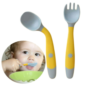 FACEGA Baby Training Spoons Forks 1 Sets with Travel Case