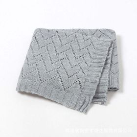 Kids Hollow Carved Graphic Solid Color Knitted Blanket (Color: Grey, Size/Age: Average Size (0-12Y))