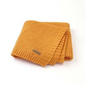 Kids Logo Patched Design Solid Color Knittted Warm Blanket (Color: Yellow, Size/Age: Average Size (0-12Y))