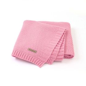 Kids Logo Patched Design Solid Color Knittted Warm Blanket (Color: Light Pink, Size/Age: Average Size (0-12Y))