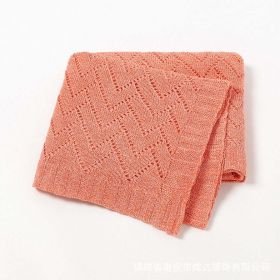 Kids Hollow Carved Graphic Solid Color Knitted Blanket (Color: Orange, Size/Age: Average Size (0-12Y))