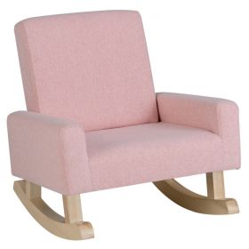 Kids Rocking Chair with Solid Wood Legs (Color: Pink)