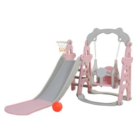 Children Slide Swing Set (Color: gray + pink)