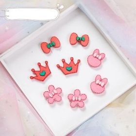 Hair Magic Stickers 4 pairs Computer Embroidered Hair Accessories Bangs Post Sticker Clip-Less Hair Ornaments Sticks to Hair Reusable (style: set 5)