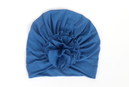 Knotted Caps Turban Newborn Baby Hospital Hat Soft Cotton Toddler Kids Girl Head Wrap Cap Beanie Hat (Color: Blue)