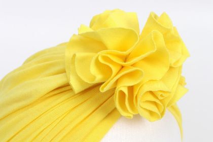 Knotted Caps Turban Newborn Baby Hospital Hat Soft Cotton Toddler Kids Girl Head Wrap Cap Beanie Hat (Color: Yellow)