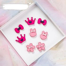 Hair Magic Stickers 4 pairs Computer Embroidered Hair Accessories Bangs Post Sticker Clip-Less Hair Ornaments Sticks to Hair Reusable (style: set 4)