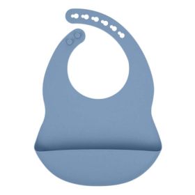 Baby Solid Color Food Grade Silicone Bibs (Color: Navy Blue (Dark Blue), Size/Age: Average Size (0-8Y))