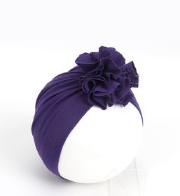 Knotted Caps Turban Newborn Baby Hospital Hat Soft Cotton Toddler Kids Girl Head Wrap Cap Beanie Hat (Color: Purple)