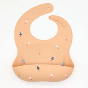 Baby Printed Pattern Food Grade Silicone Bibs (Color: Orange, Size/Age: Average Size (0-8Y))