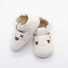 Baby Solid Color Soft Leather Toddler Shoes Sandals In Summer (Color: White, Size/Age: Insole Length 11.00 cm)